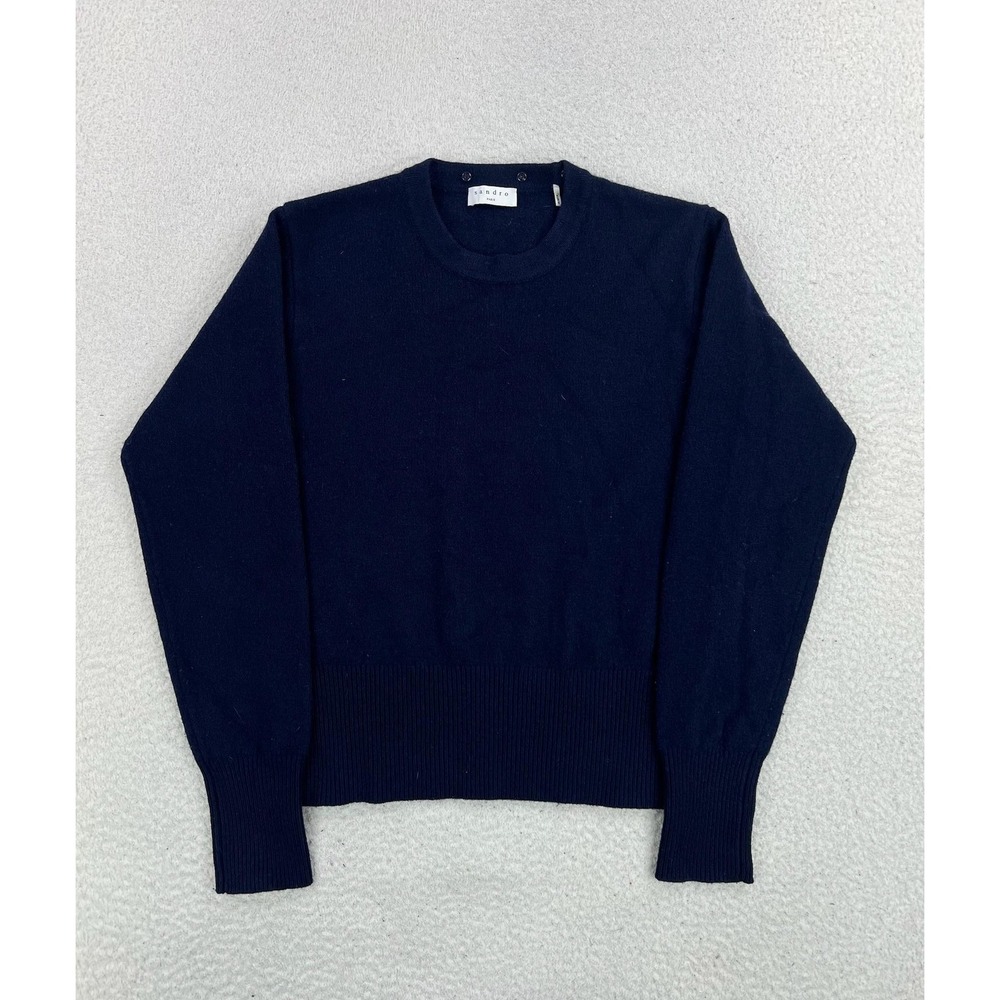 Sandro Sweater Womens Small Blue 100% Wool Crewneck Pullover SFPUU00952